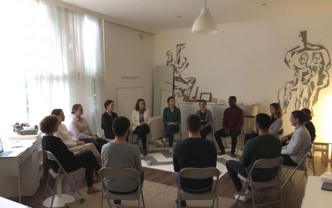 Participants échangeant lors d'une rencontre du Café TDAH francophone à Amsterdam